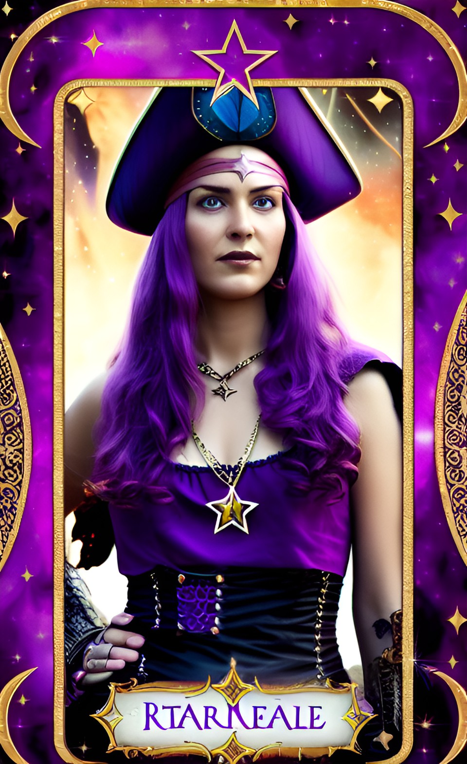 Star - tarot card, star, pirate, woman, purple preview