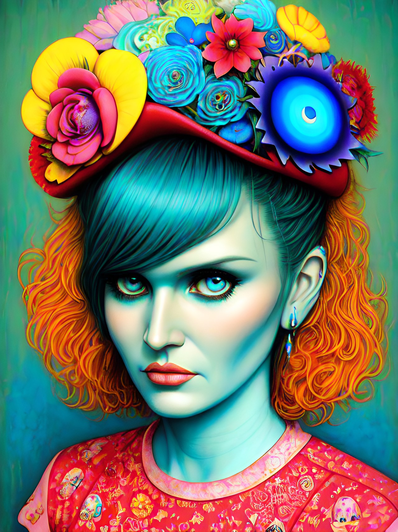 daryl hannah, cartoon style, dreamlike, weird, surreal, creepy cute, pop culture references, colorful pastel, trevor brown, audrey kawasaki, mark ryden, miss van, natalie shau, contemporary art, detailed, focus preview