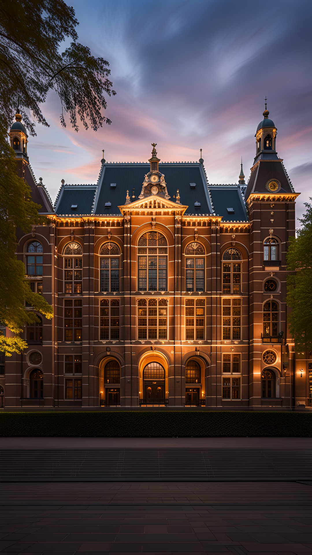 het rijksmuseum amsterdam at sunset, ambient lighting, highly detailed, ultra wide angle lens preview