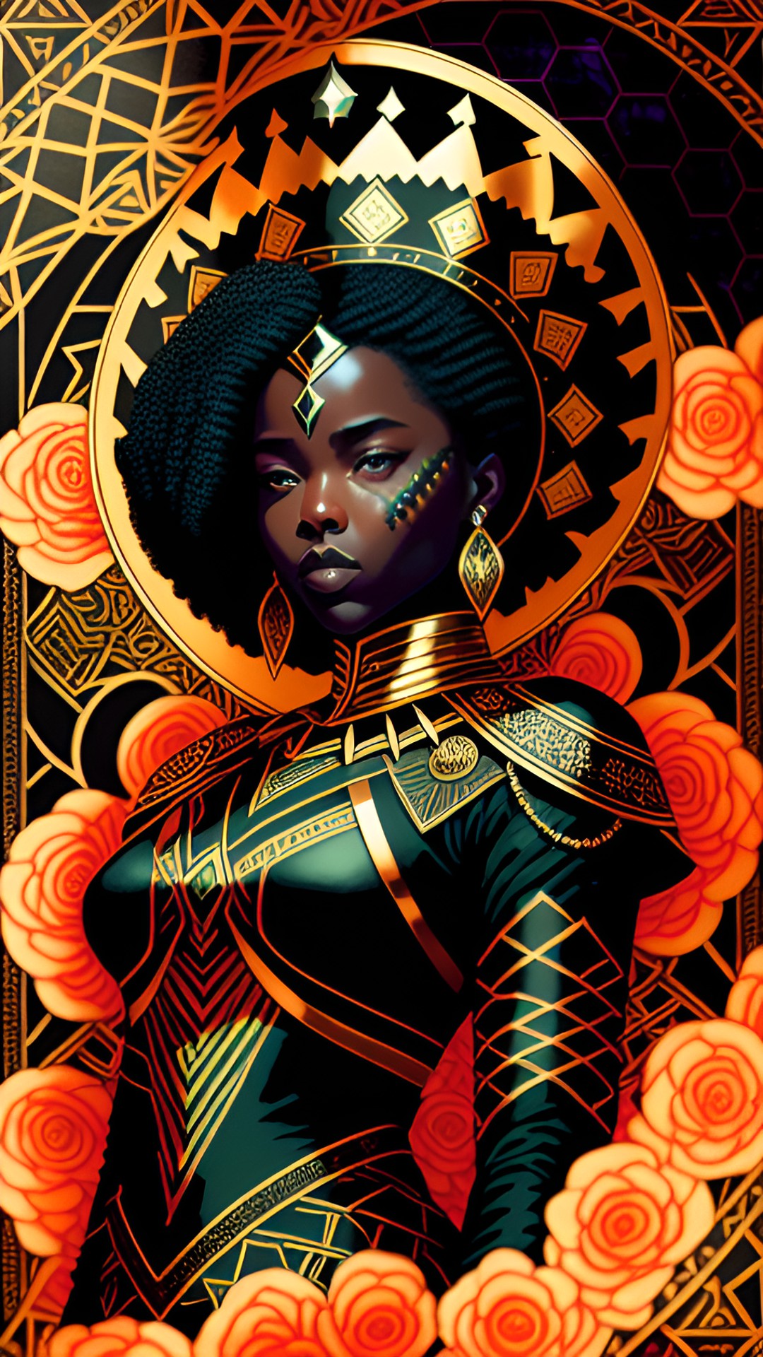 MeldedMinds Strength - the empress of the black panther tarot deck. major arcana. preview