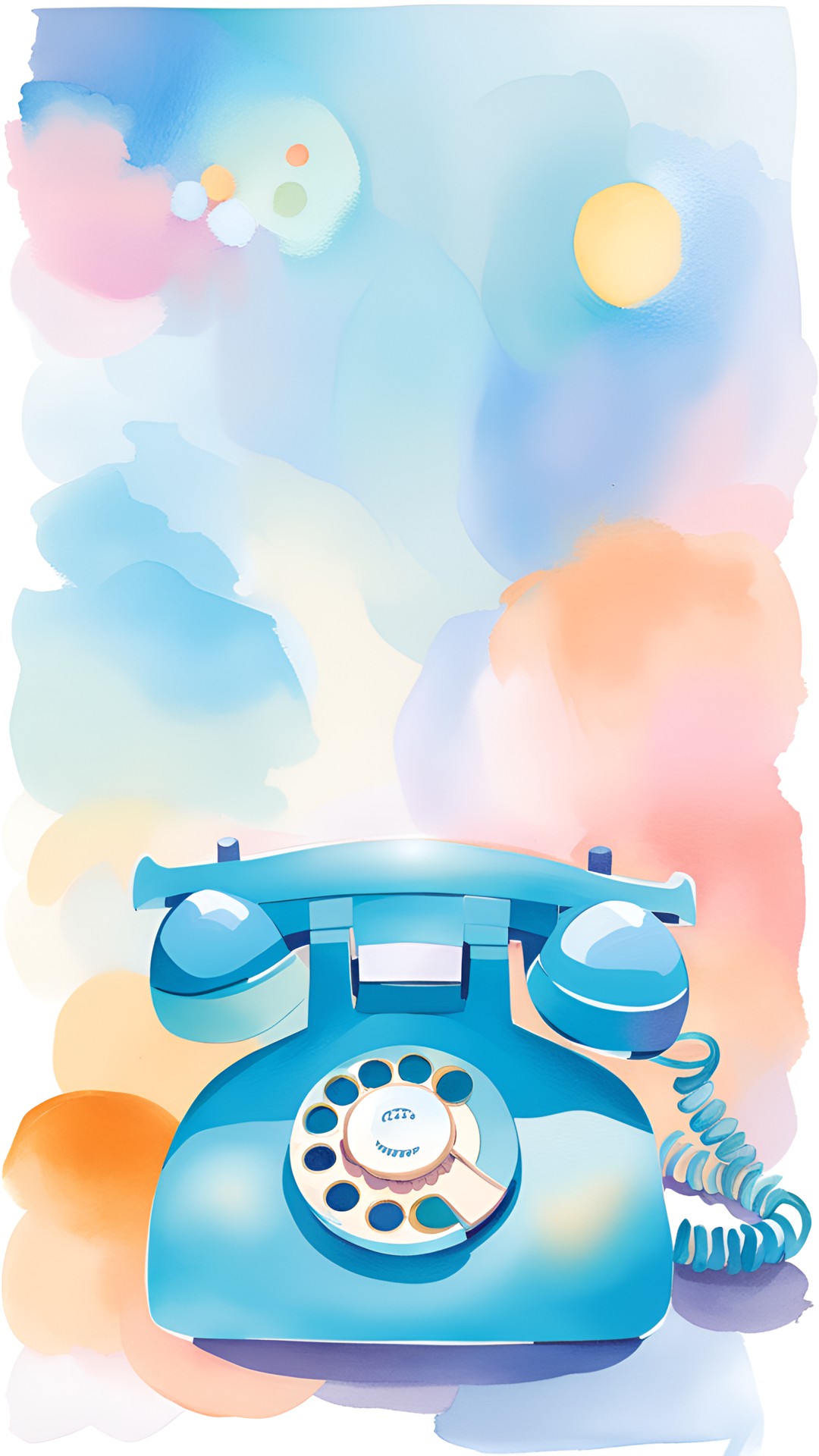 pastel toned phone wallpaper rotary dial telephone.  sky blue, baby blue, and pale orange preview