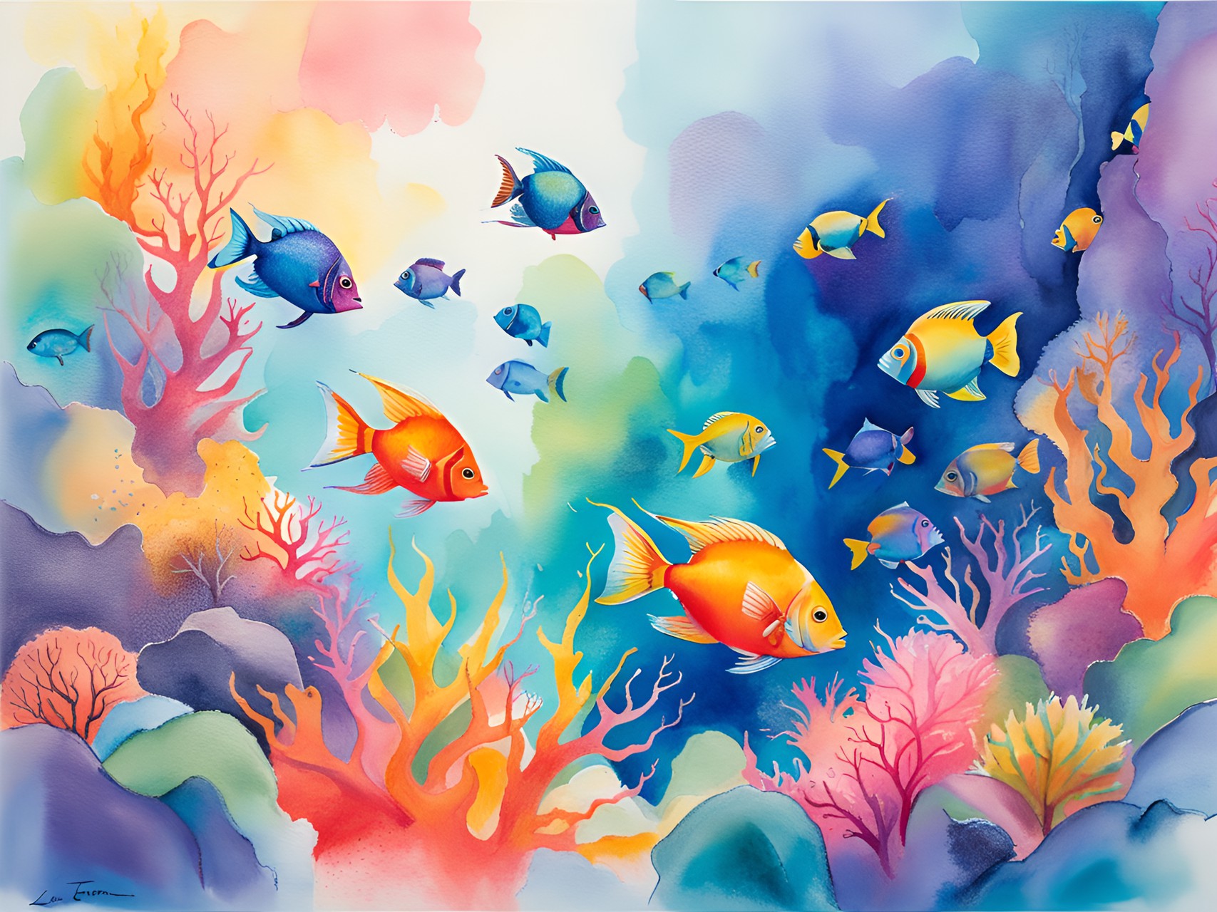 Fish Skool - school of tropical fish in a rainbow coral reef. preview