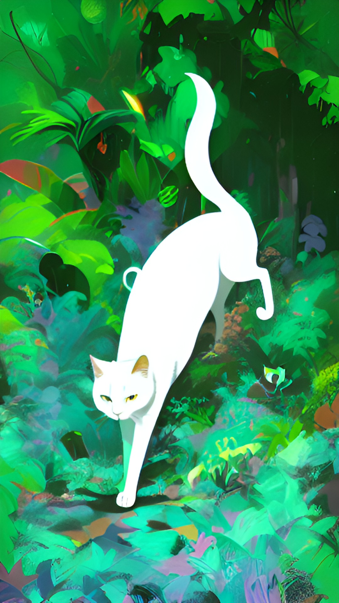 white cat in jungle preview