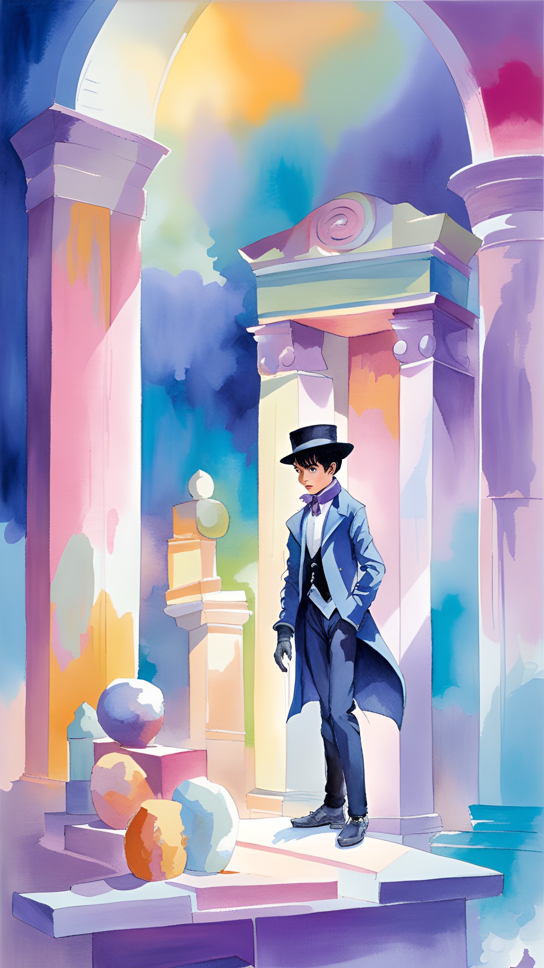 kaito kid, phantom thief, moonlighting as kaito kid. magic. thief in museum stealing stone from vitrine preview