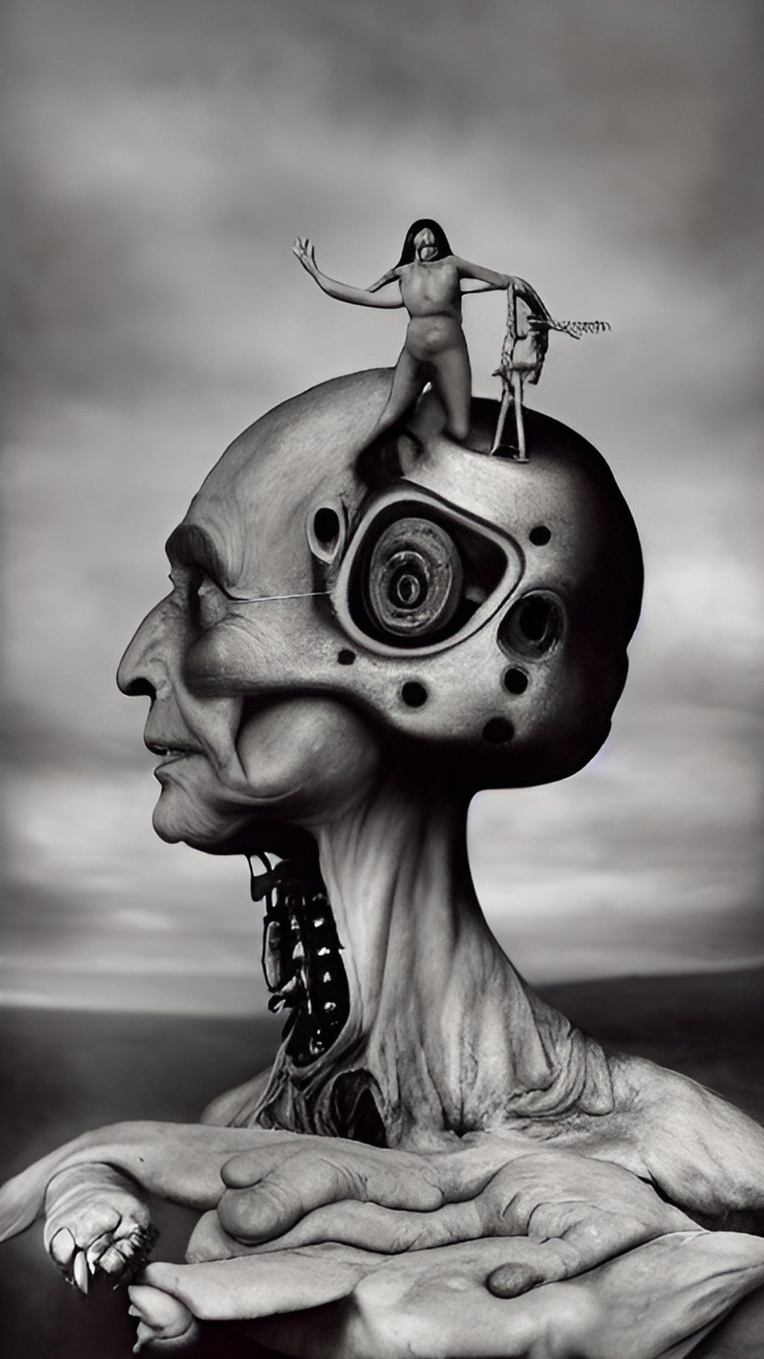 the last decision better than ever artwork by joel-peter witkin hag jerry n uelsmann, arthur tress style surreal portrait and landscape being with humanoid figure artificial mind scifi dodge and burn, dora maar, h.r.giger, peter gric surrealism hyperdetailed hyperresolution intrincately detailed ultrasharp alien rené magritte preview