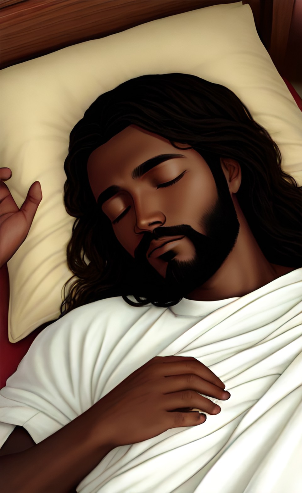 dark complexion jesus asleep preview