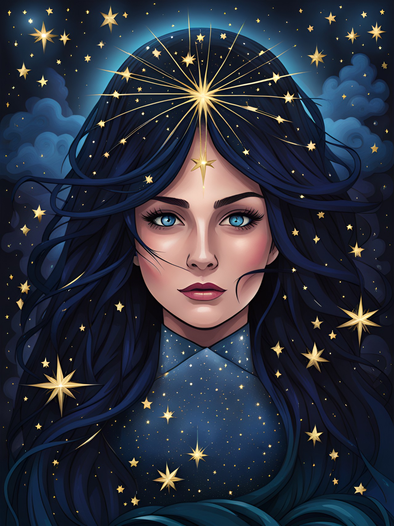 stars in her eyes, stars in her hair, she is the queen of night in the universe preview