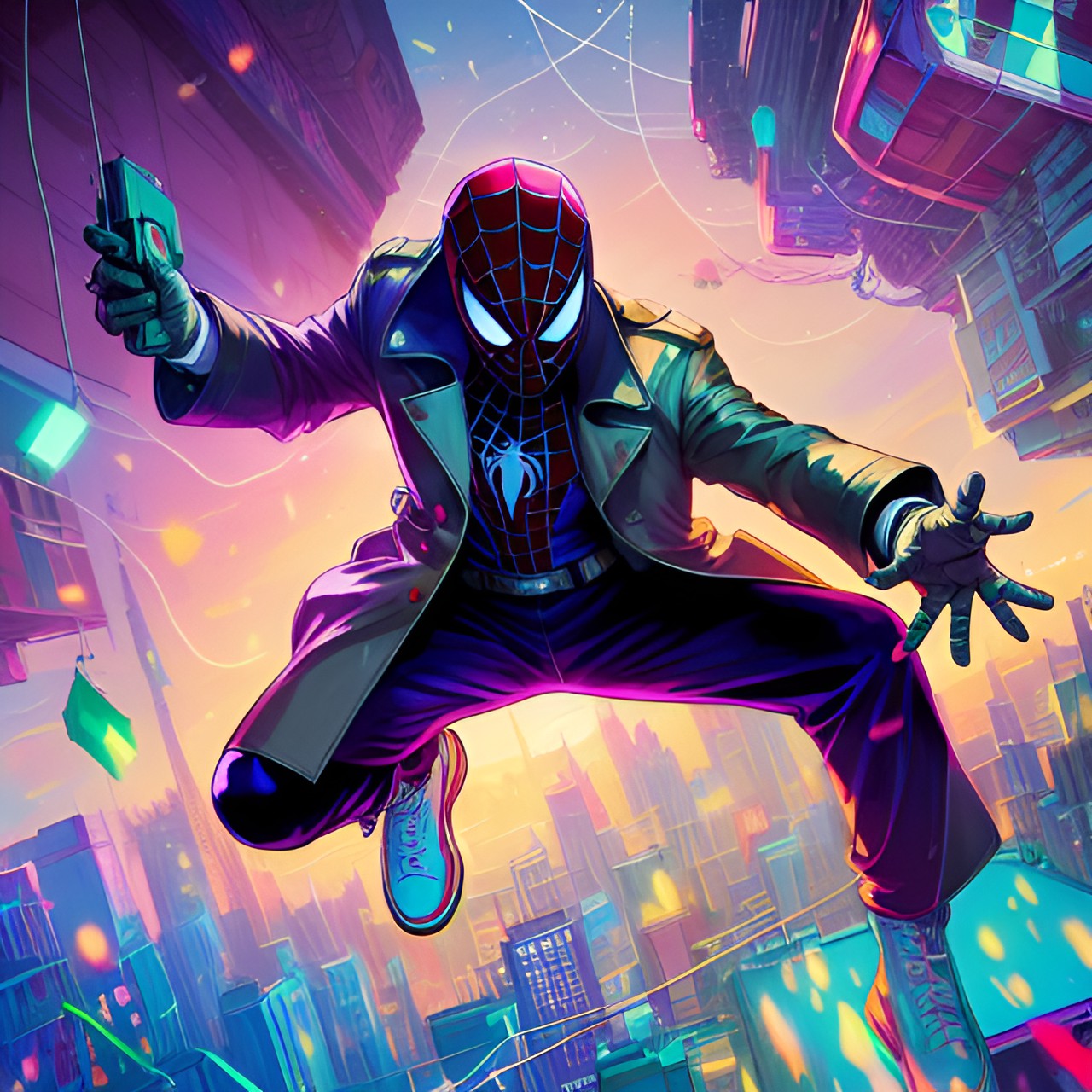 dream weaver spider-man in a more unique and distinctive costume with a trench coat and more unique colors preview