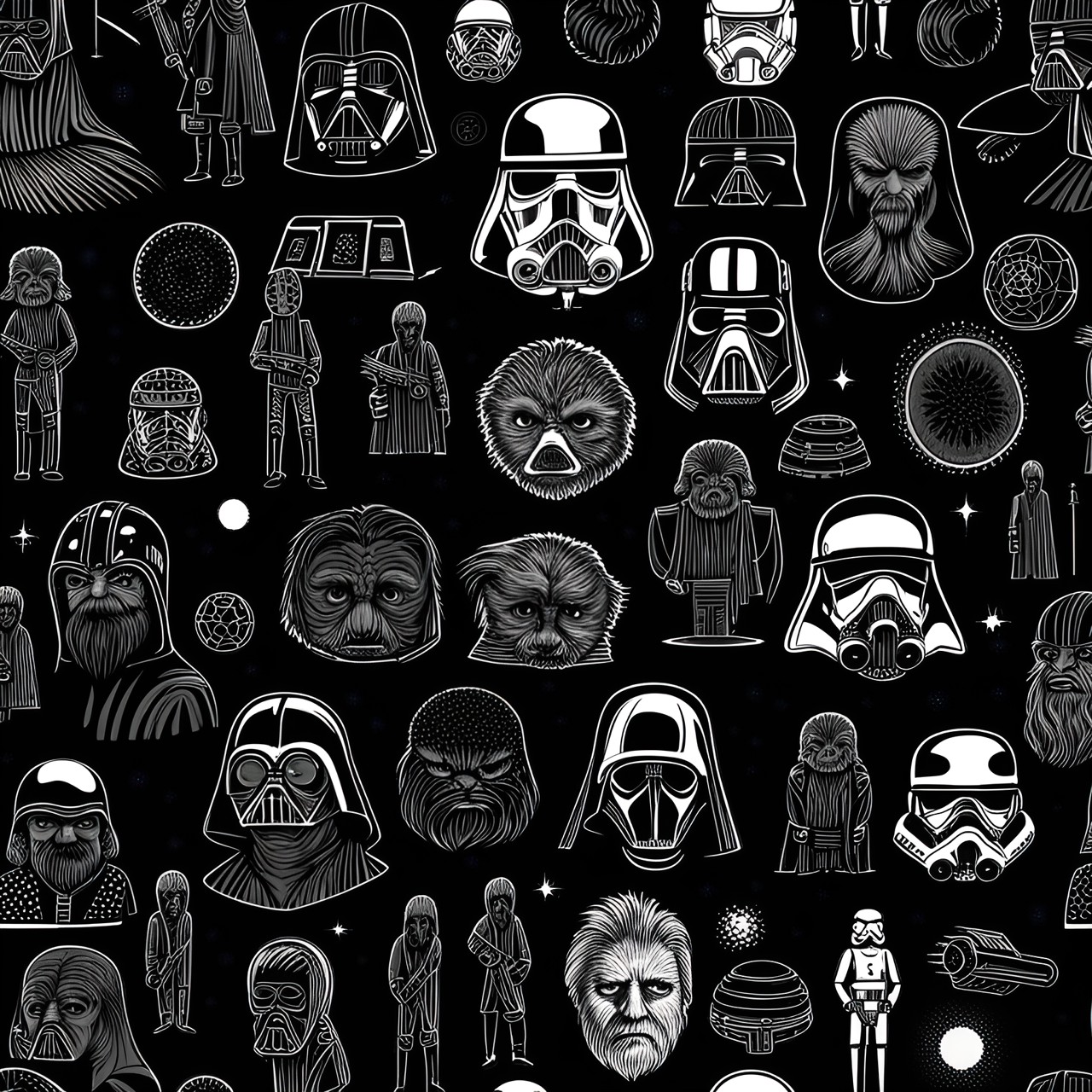 starwars stickers, dark scene$sticker overlap,trim$on black preview