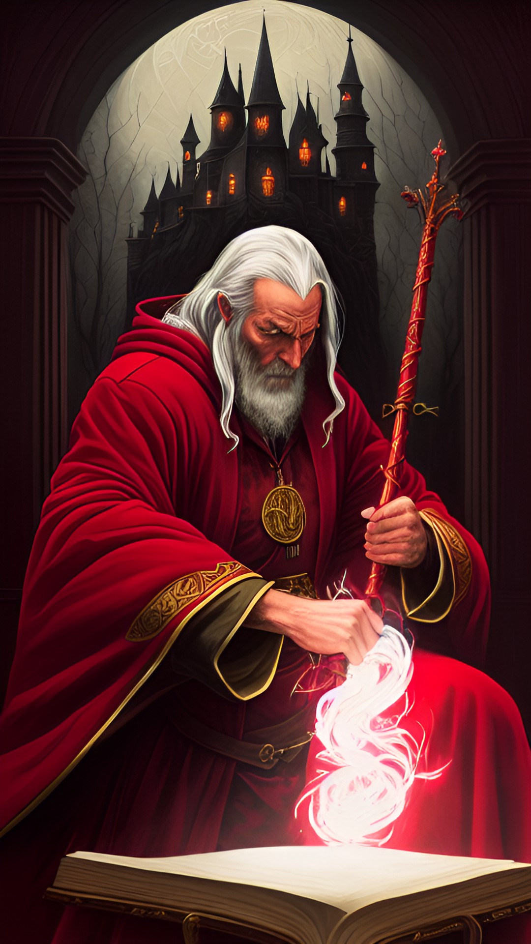 red wizard - an old and powerfull wizard wearing a red robe, holding a long staff preview