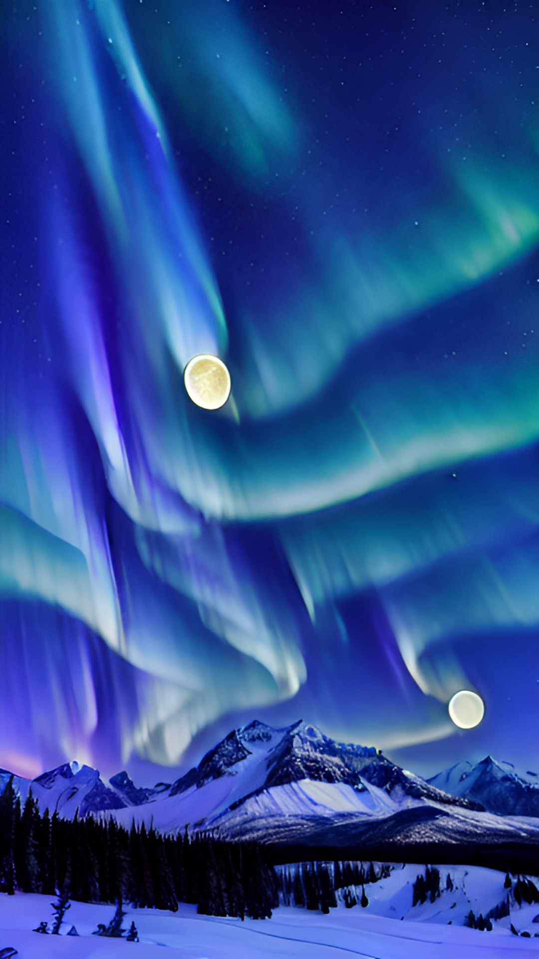 large mountain night time with northern lights and cloudy sky preview