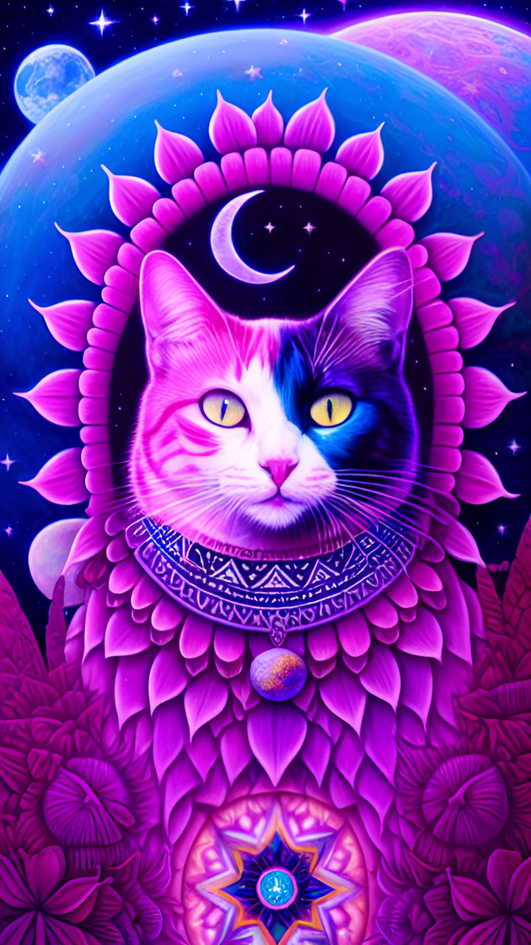 cat, native american chief, starry sky, moon, mystical, pastel colors, glowing eyes, inyuasha preview