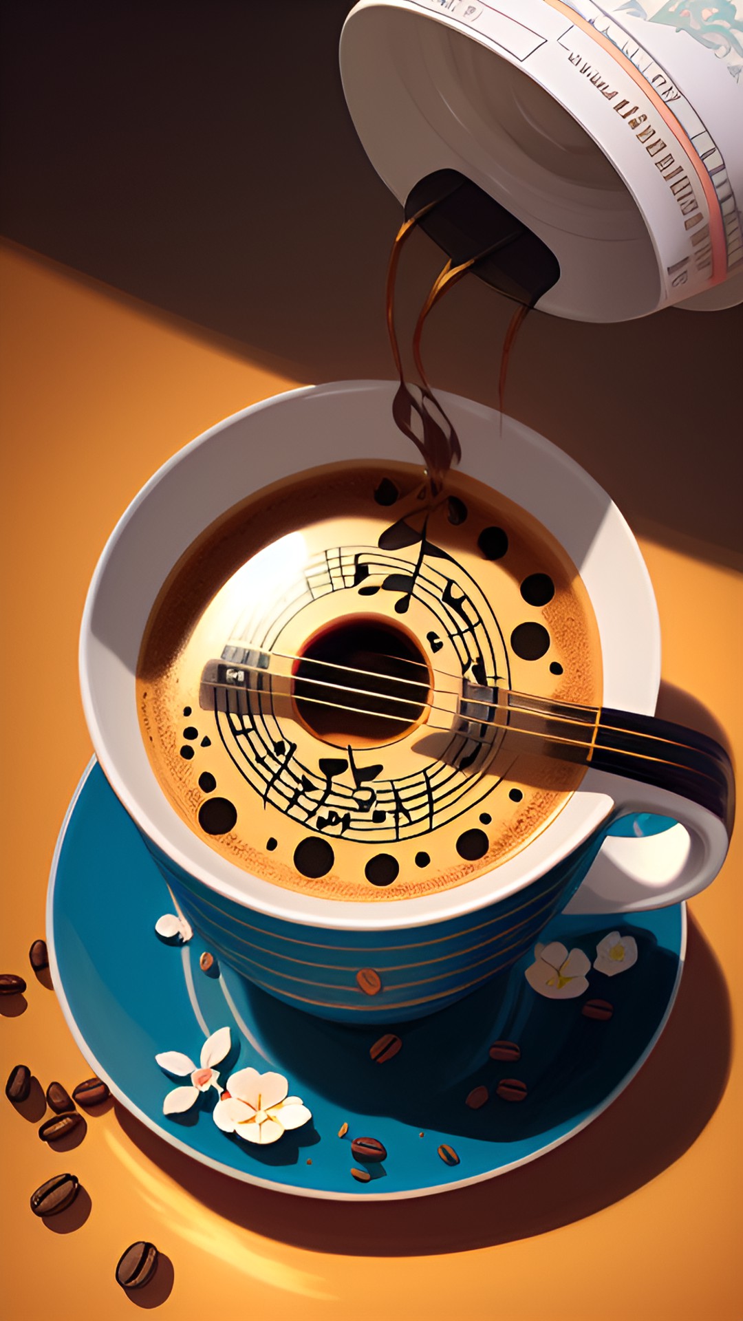 Pouring Music - music notes coming out of a cup of coffee preview