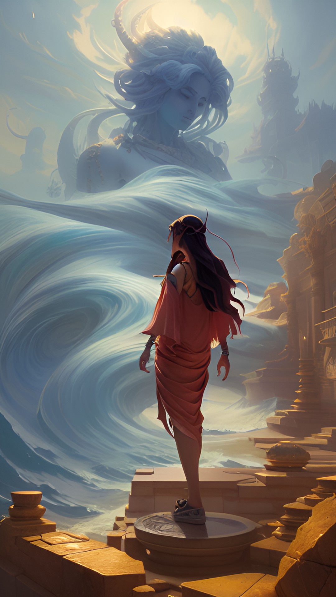 Priestess of 4 Winds - priestess of the god poseidon. swirling ocean preview