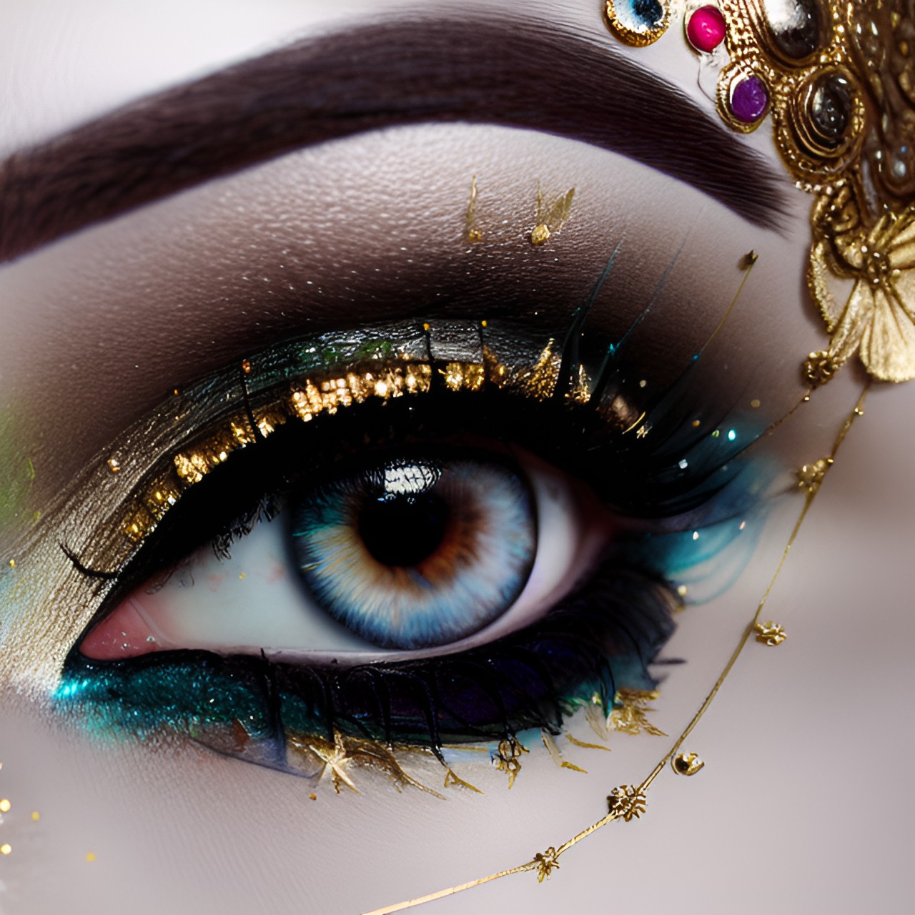 body bling  encrusted around the eye with makeup on ￼ preview