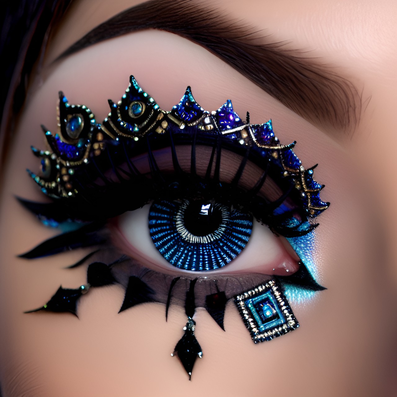 body bling  encrusted around the eye with makeup on ￼ preview