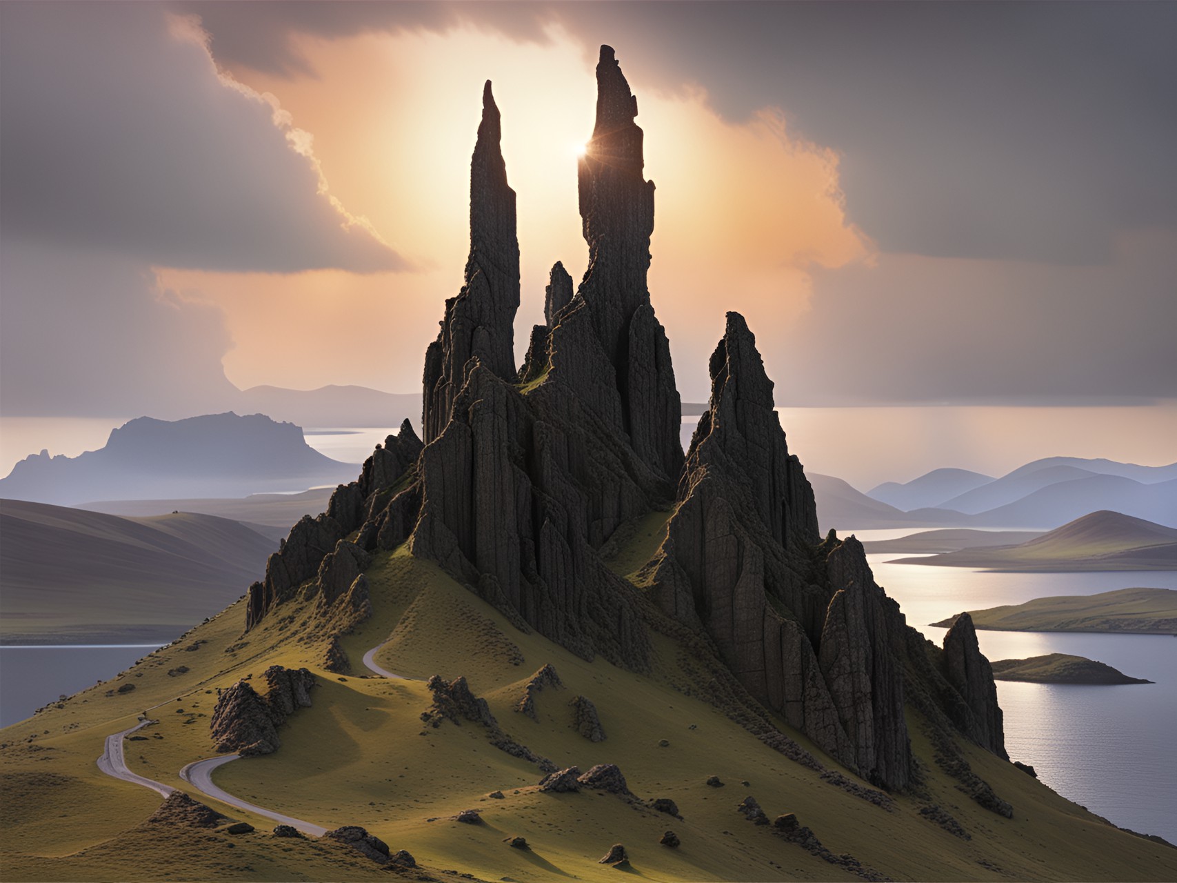 the old man of storr rockformation on isle of sky,by larry elmore$sign$ preview