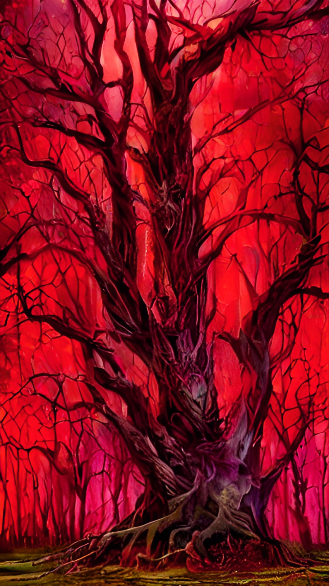 red sky scary tree - scary tree preview