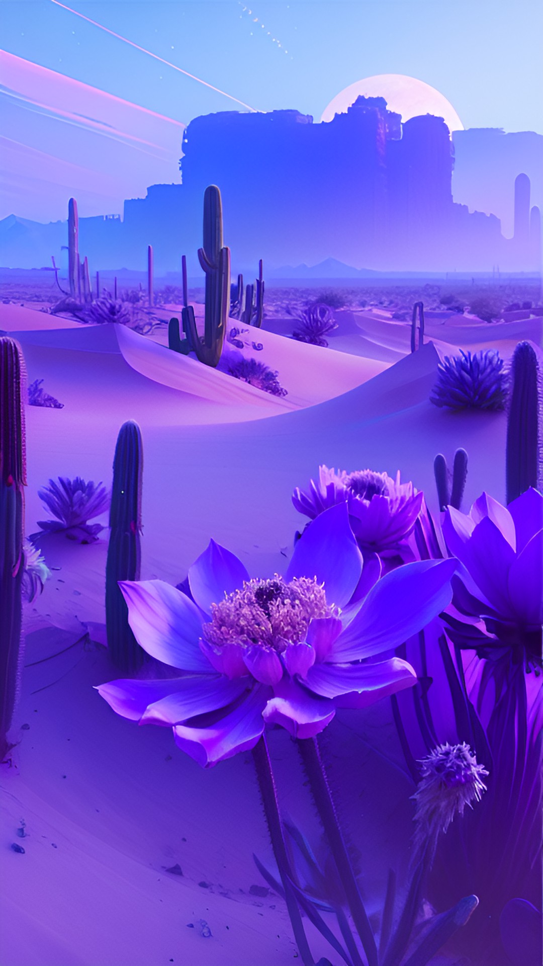 Desert Twilight - purple twilight over desert flower bloom preview