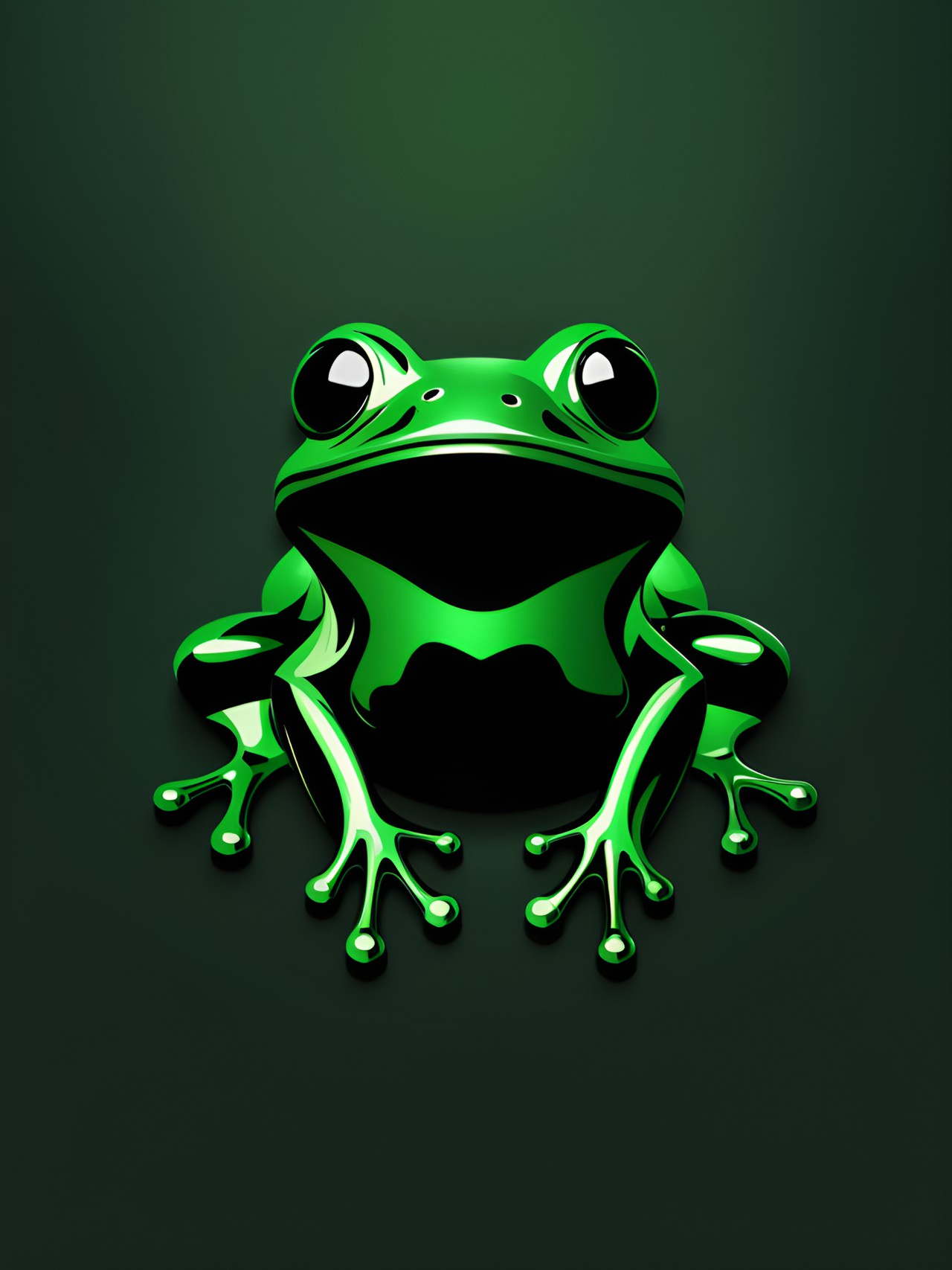 frog logo, dripping metallic green, plain black background, high quality, uhd preview