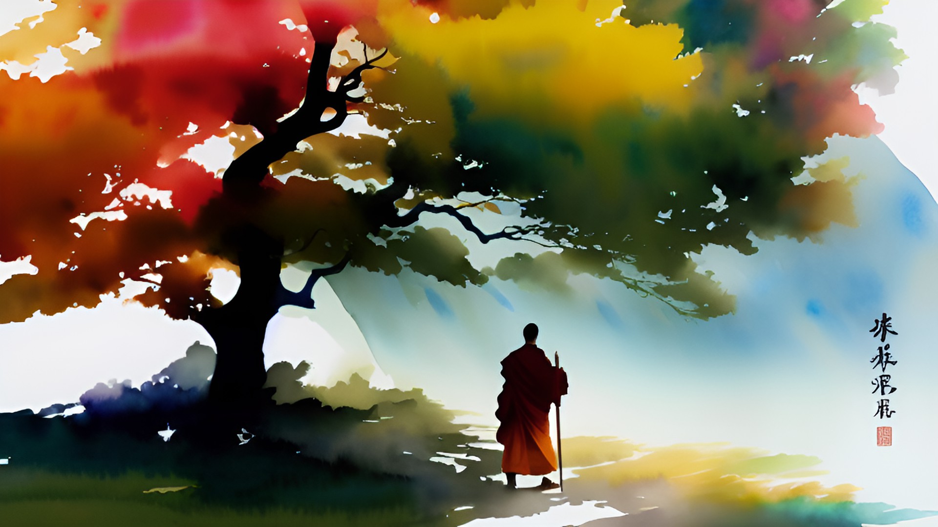 Buddhist Monk - buddhist monk. header image for website of qigong courses preview