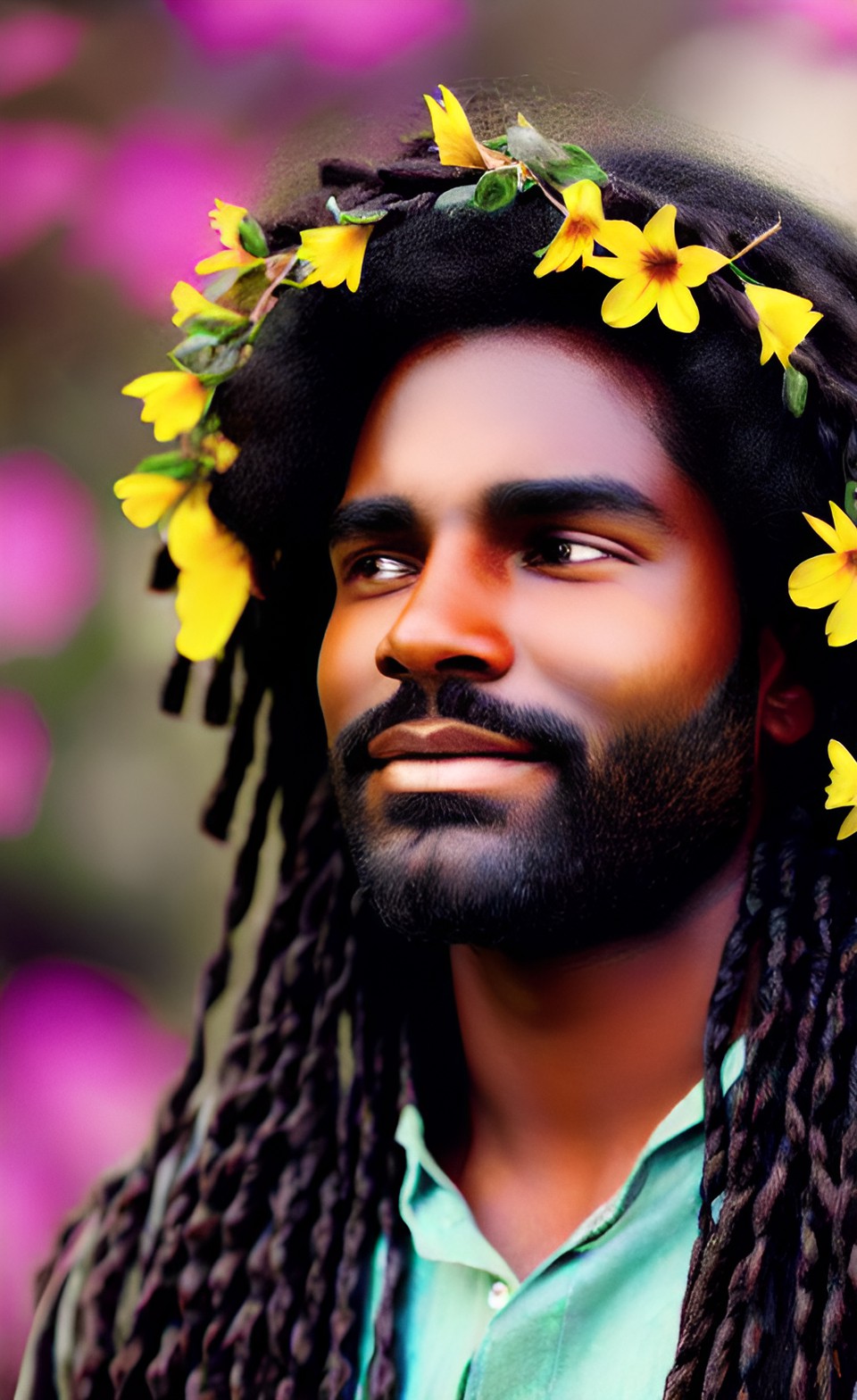 dark complexion jesus with flowers in his hair preview