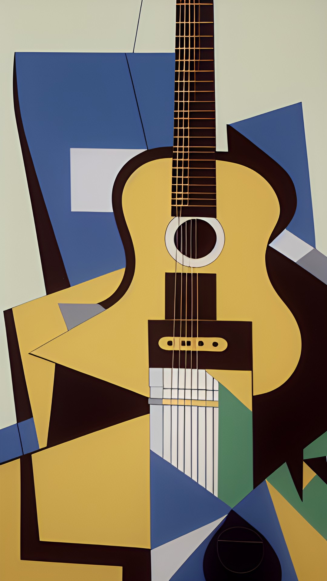 una guitarra con un piano cubista estilo juan gris preview