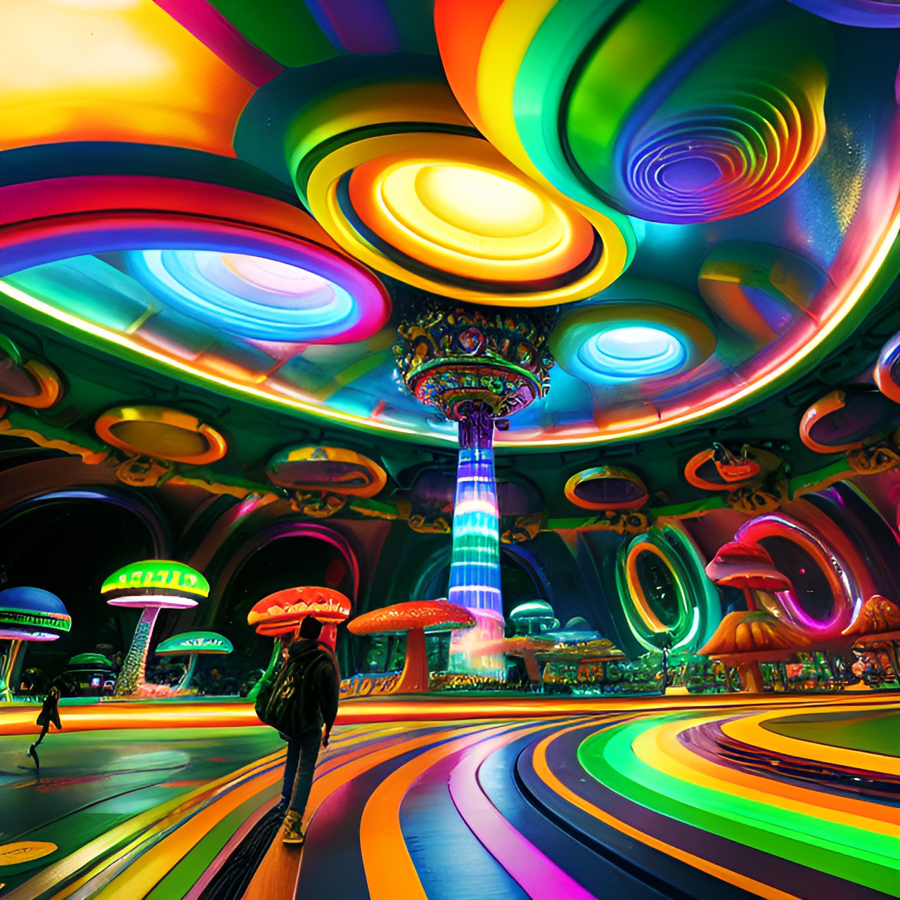 Lotte World - rainbow mushroom road in space themed amusement park preview