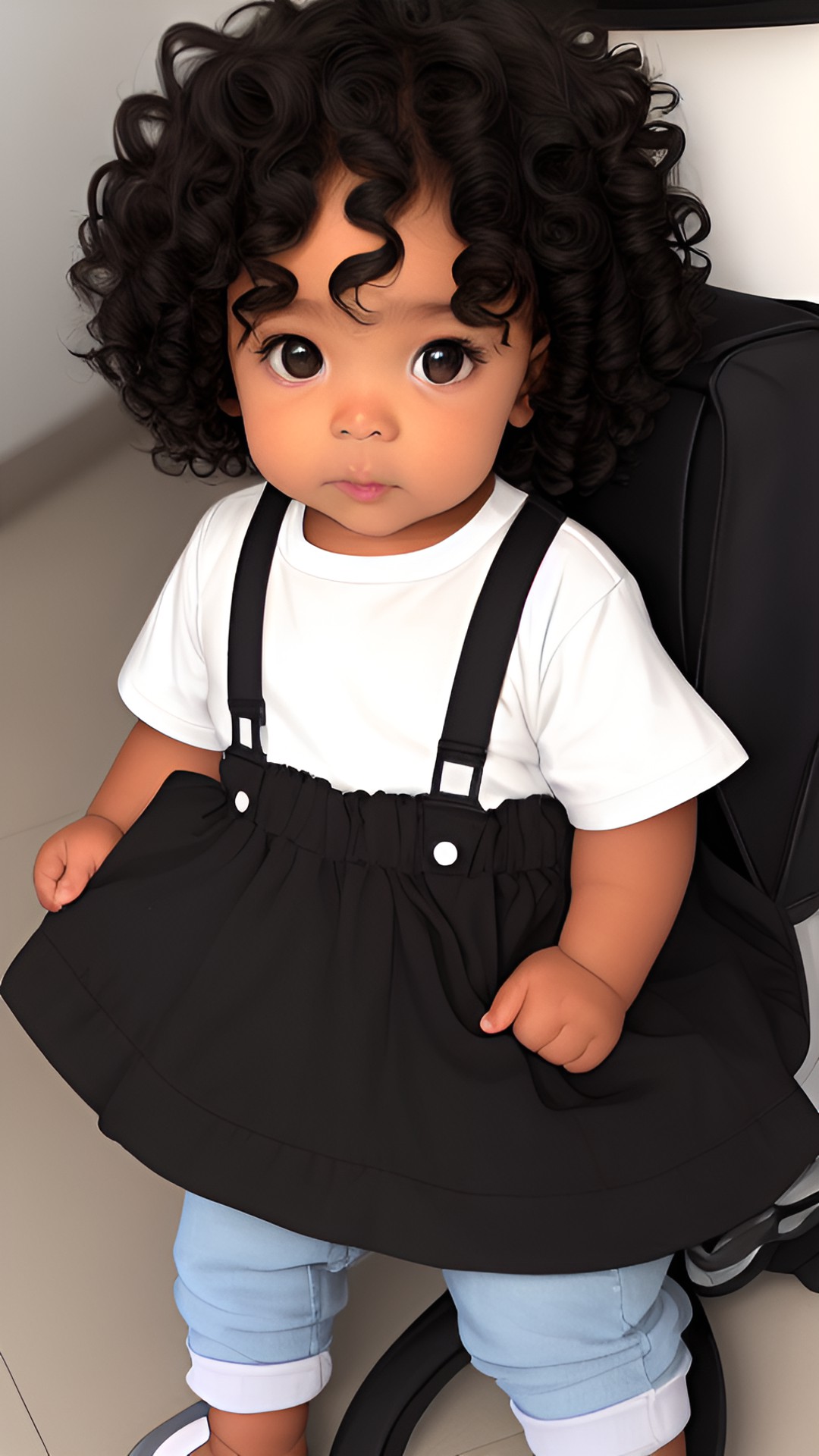 a a baby with curly black hair and brown eyes and dark skin preview