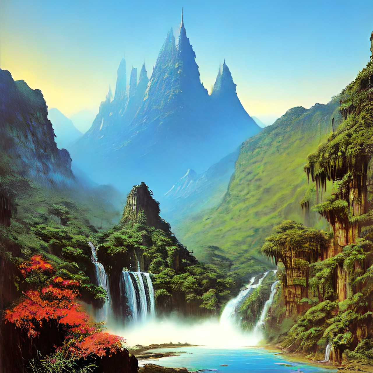 mountains and waterfalls in the tropics preview