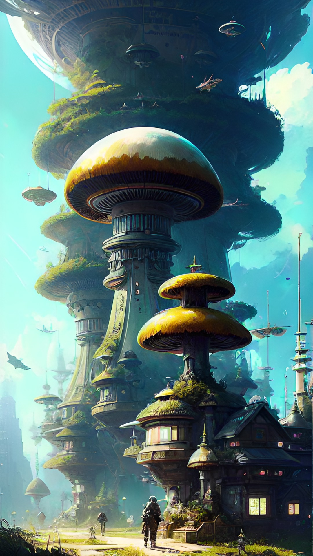 Space Cap Zero 50 - a futuristic mushroom village in space preview