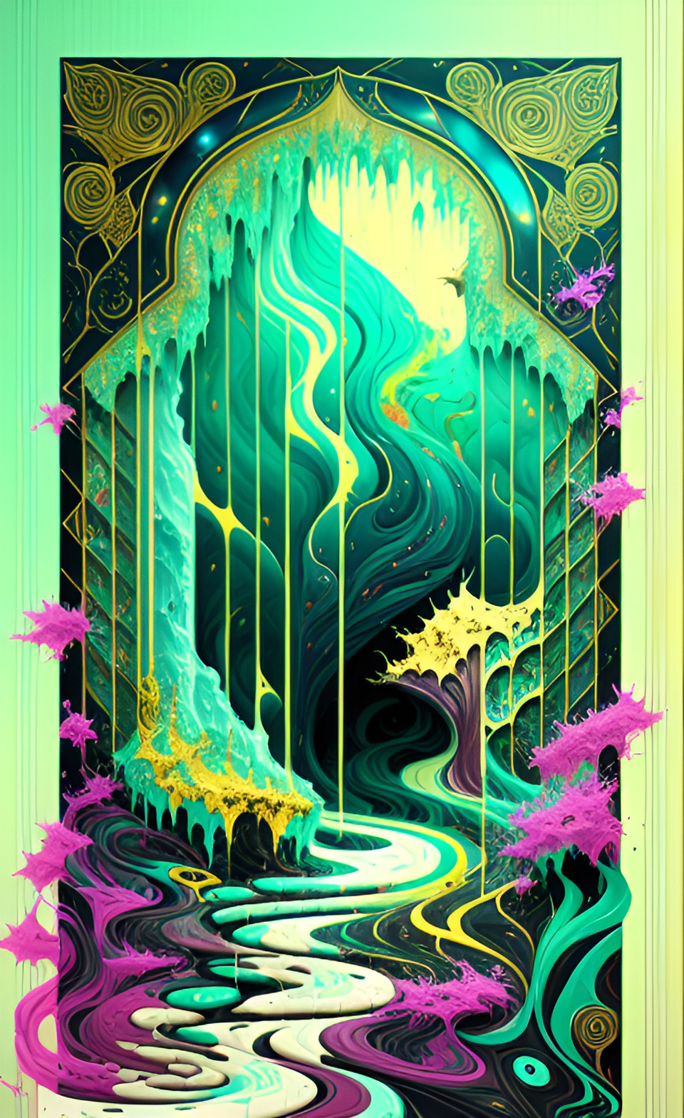 liquid garden - poster art, melting walls preview