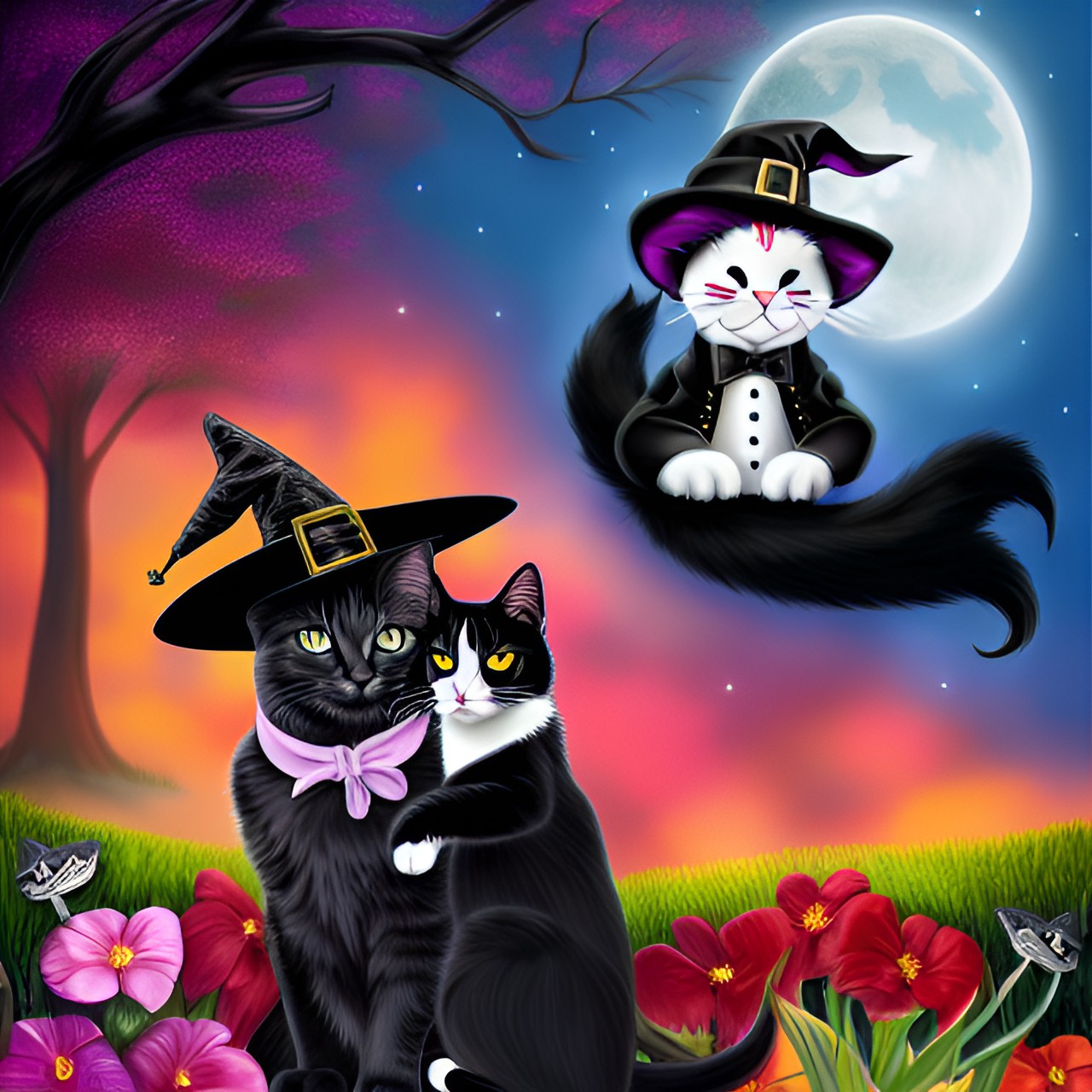 a witch and her tuxedo kitty , witches, spells preview