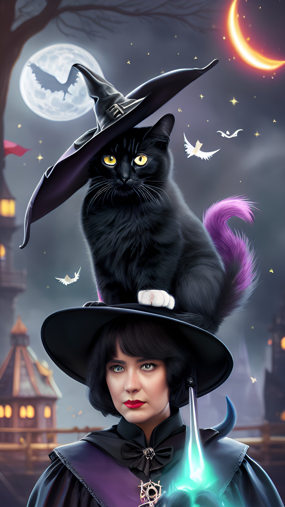 a witch and her tuxedo kitty , witches, spells preview