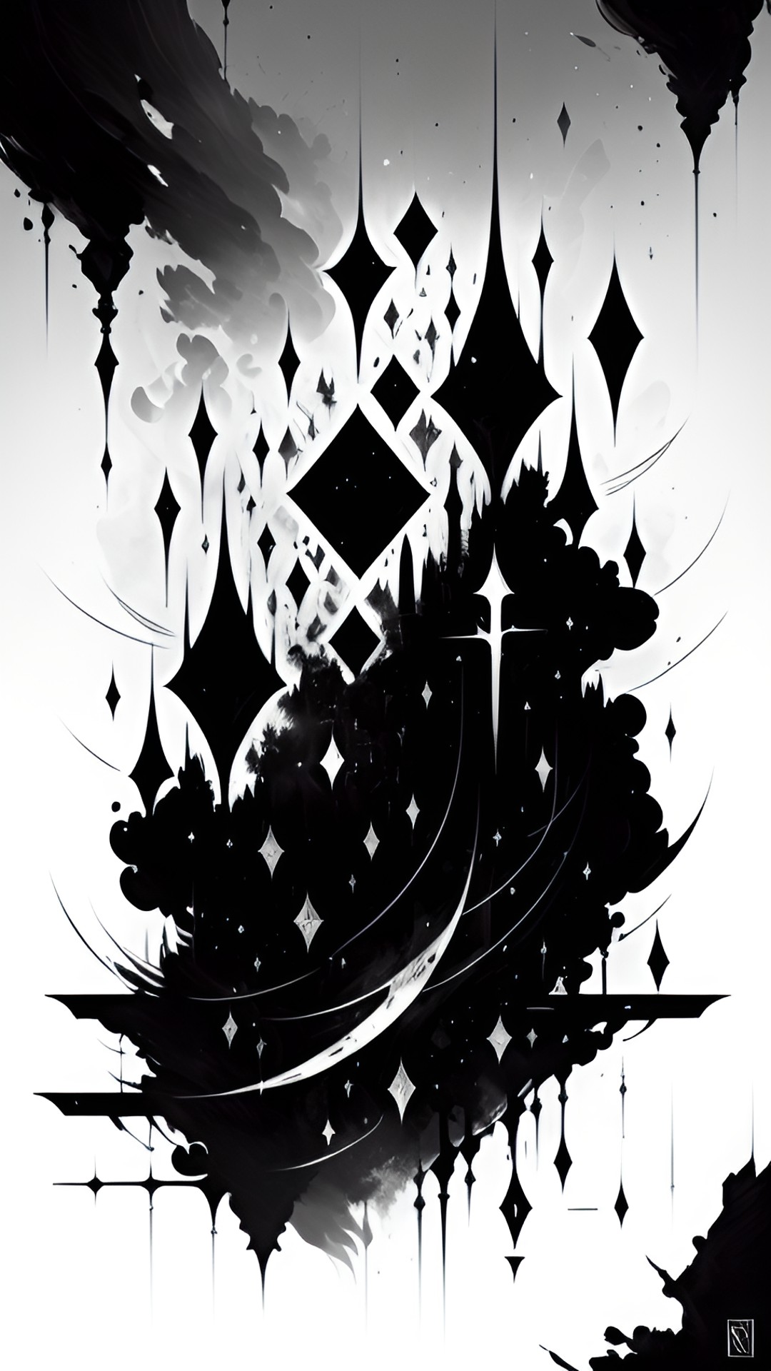 silouette of magic runes , glyph, card back in fantasy card game preview