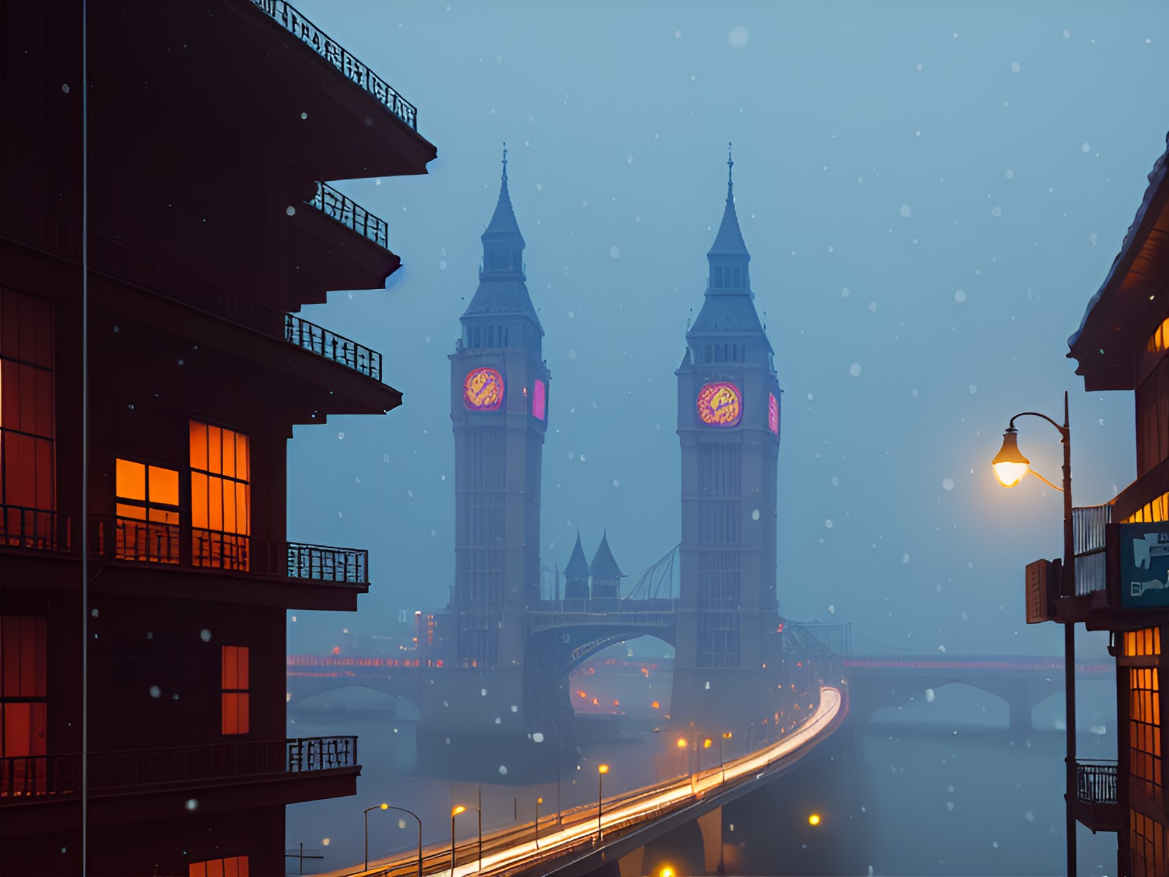 unsleeping city, bridge, snowing preview