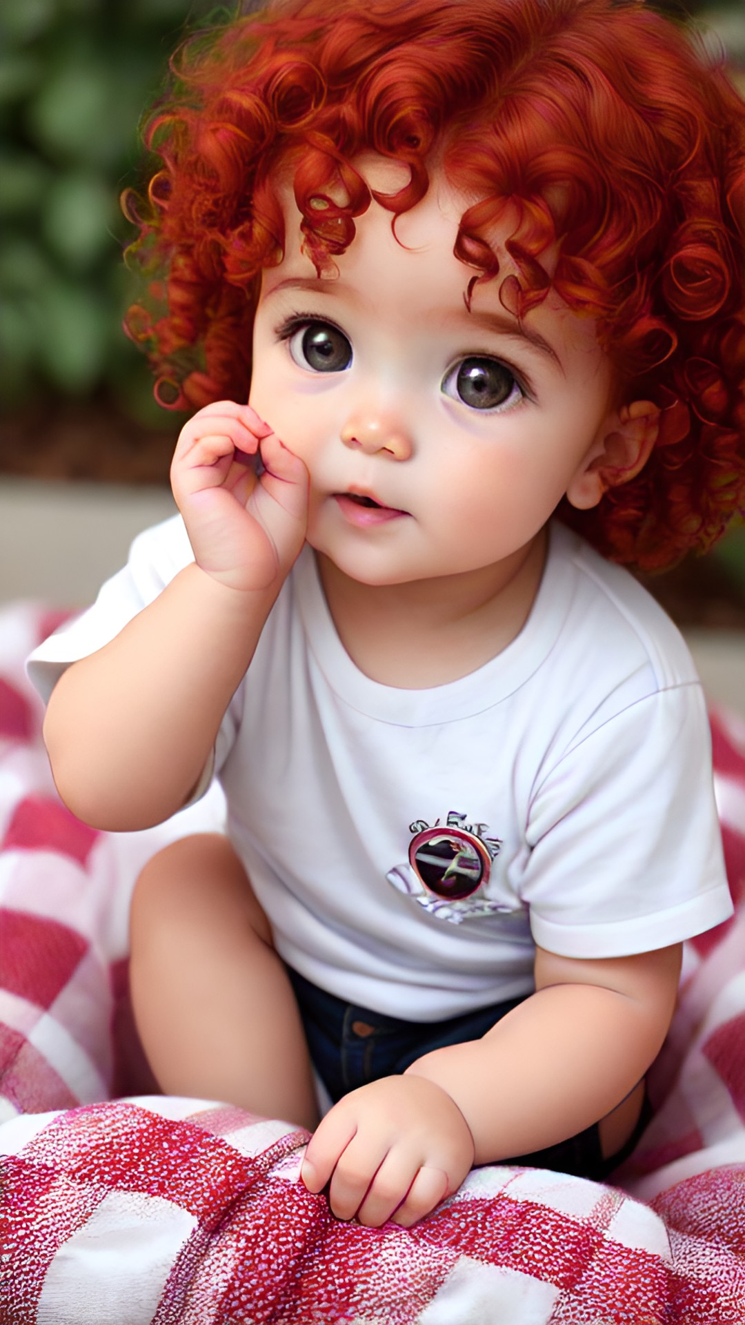 baby with curly red hair and brown eyes preview