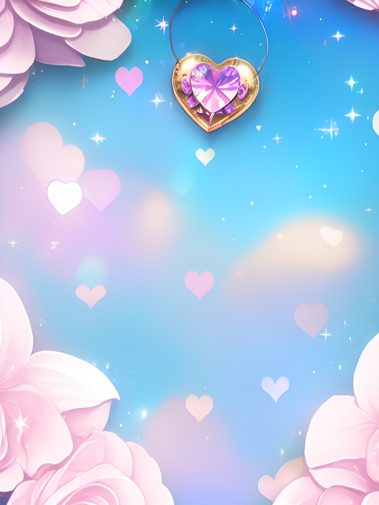 uhd metallic glossy glittery prismatic heart with flowers preview