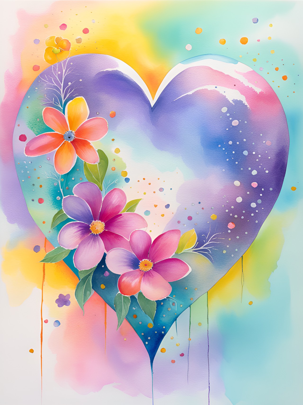 uhd metallic glossy glittery prismatic heart with flowers preview