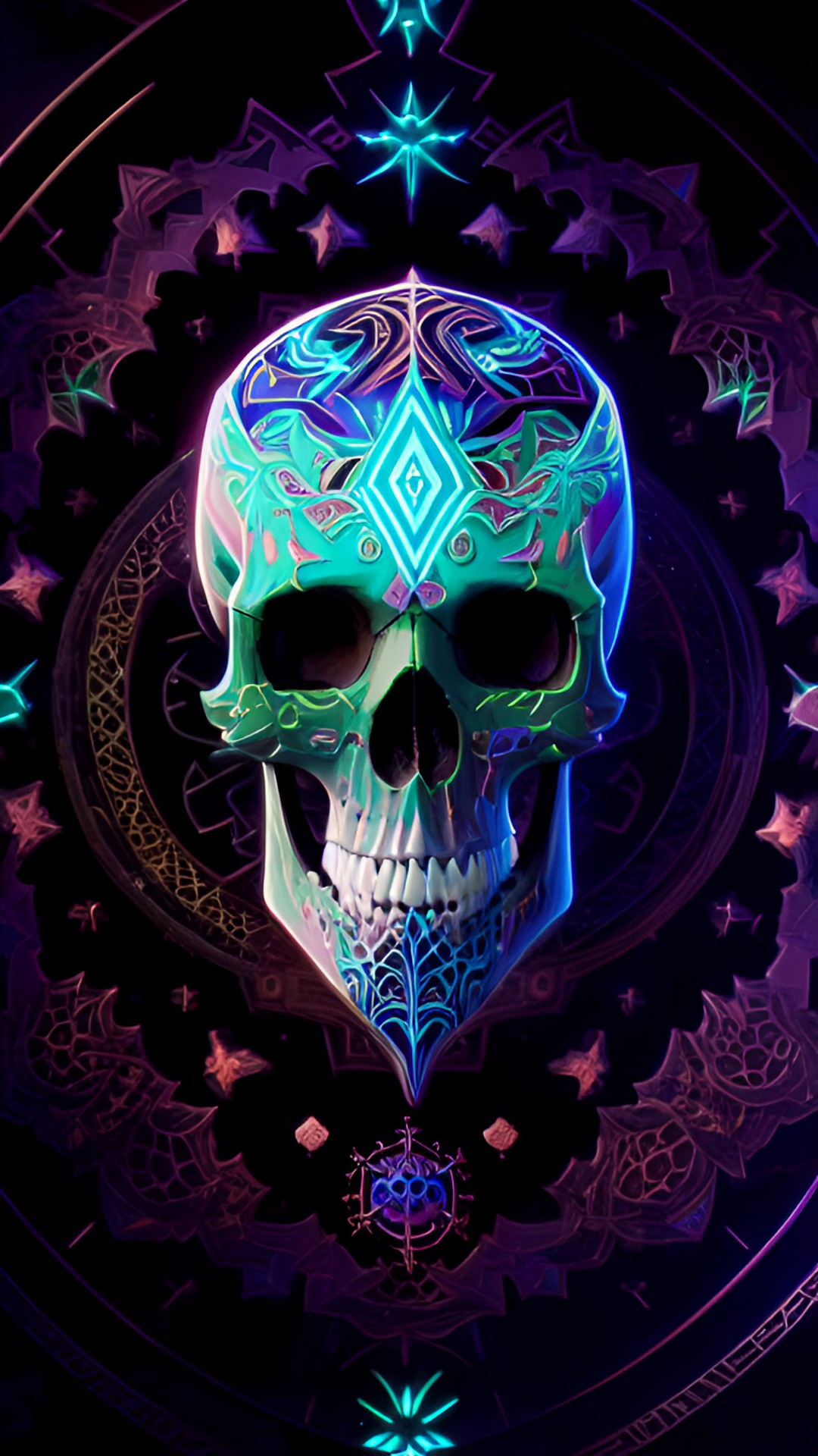 infinite fractals, symbol skull, glow-in-the-dark sigils pattern, extreme details, 8k ultra high definition resolution image preview