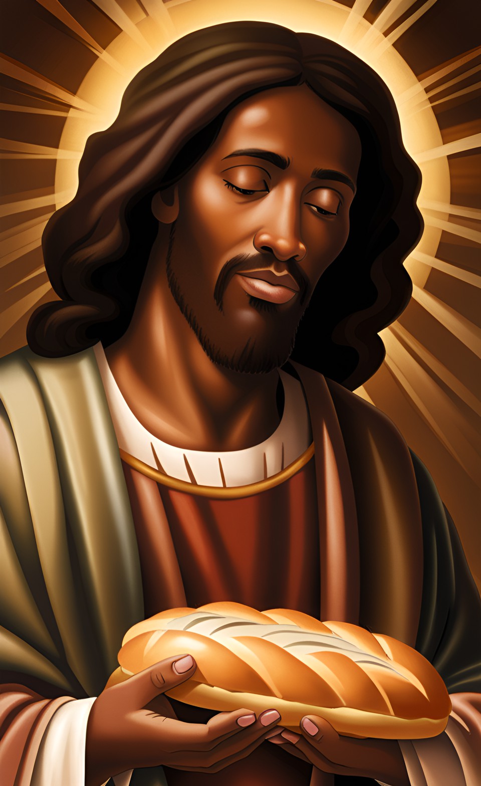 dark complexion jesus blessing bread preview