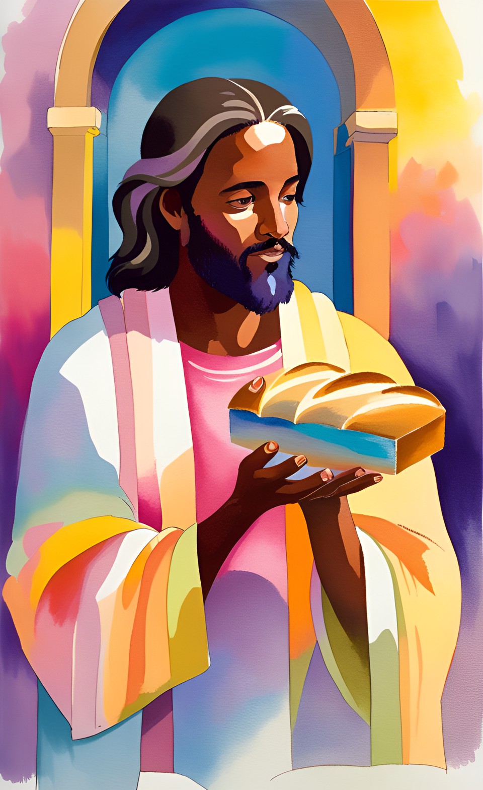 dark complexion jesus blessing bread preview