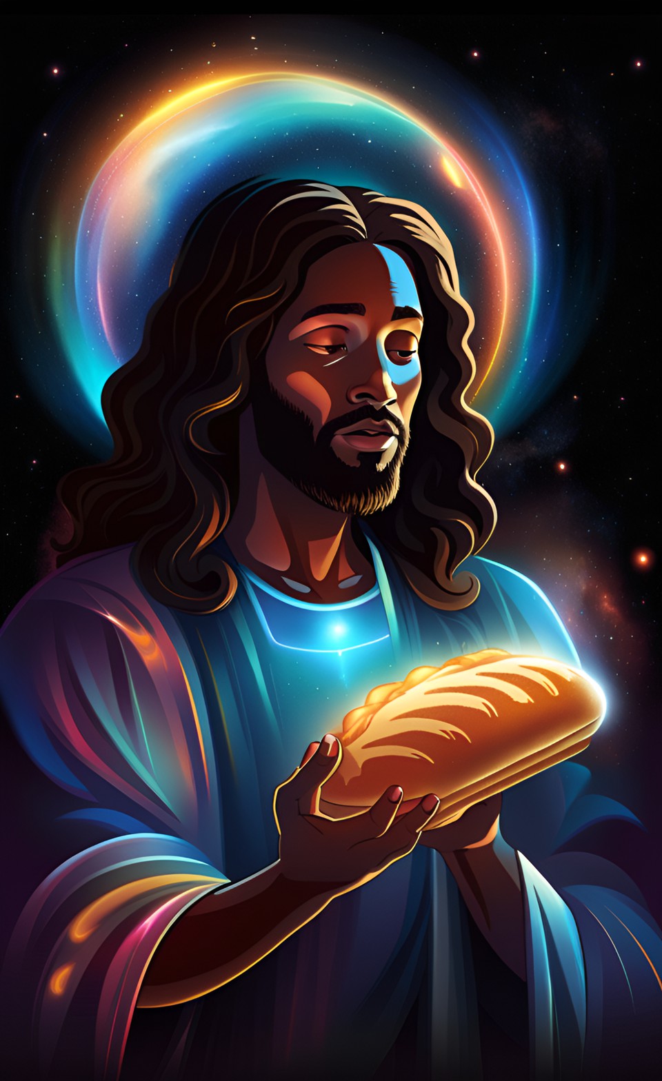 dark complexion jesus blessing bread preview