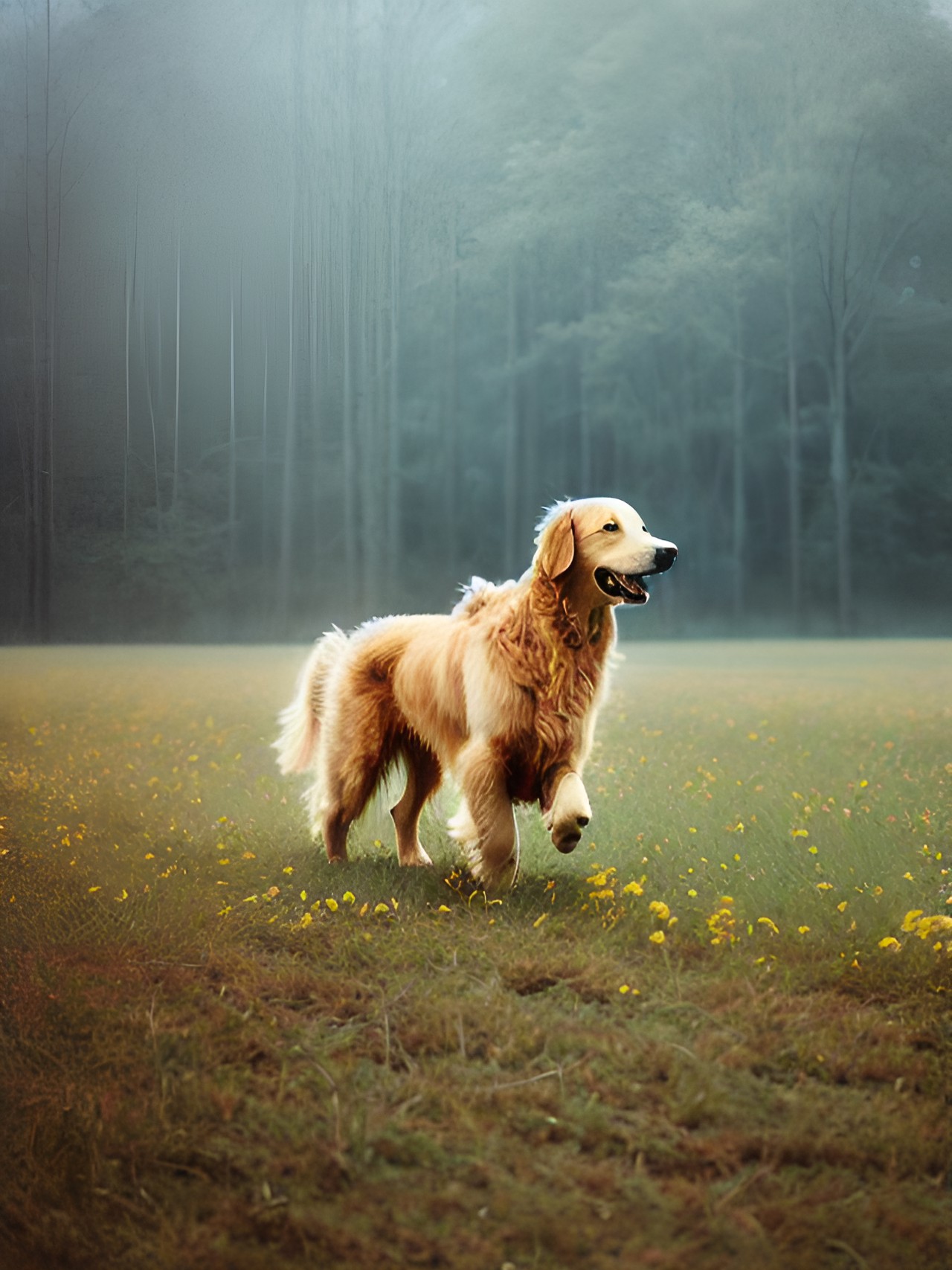 golden retriever playing in field preview