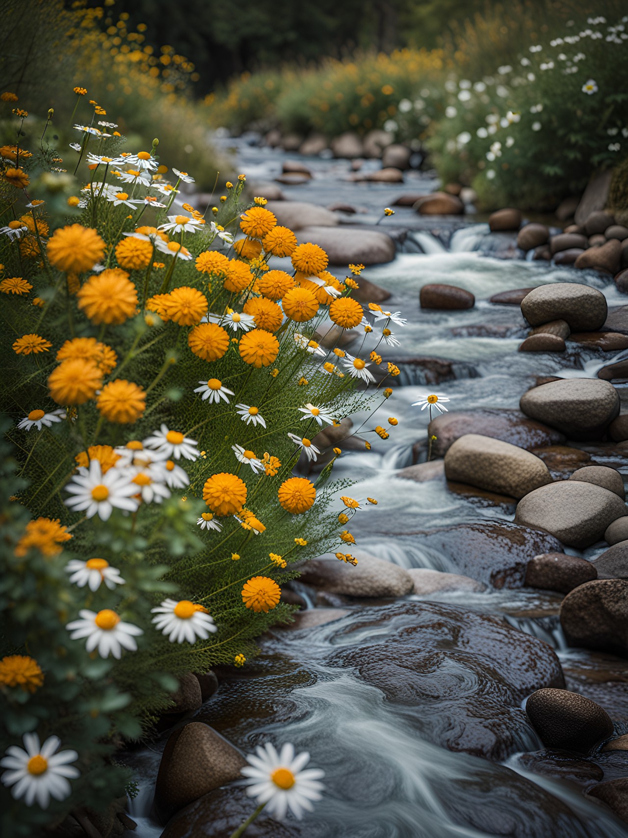 flowers near flowing stream preview