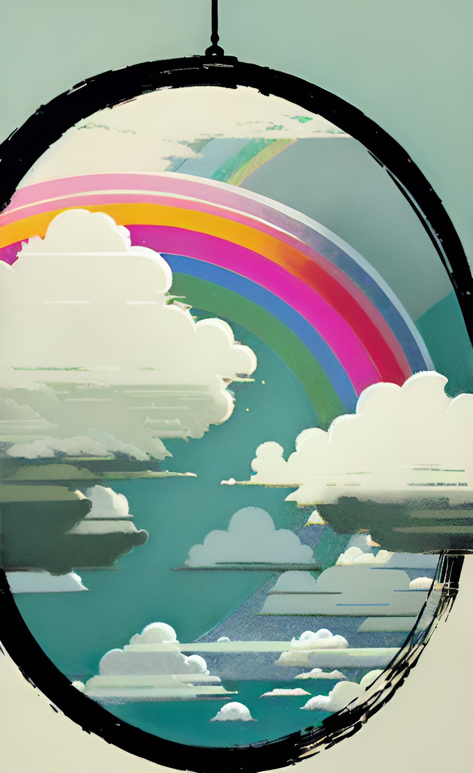 clouds inside a circle of rainbows preview