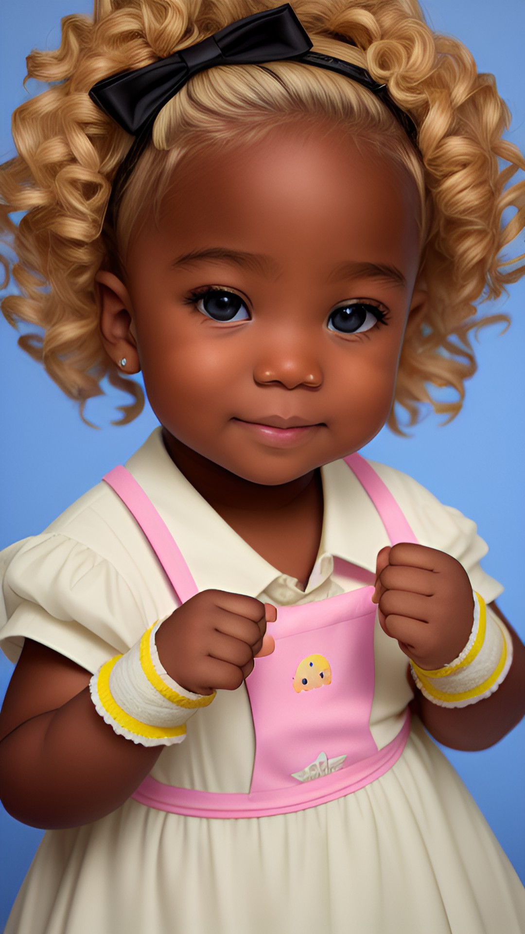 a blonde baby with dark skin and preview