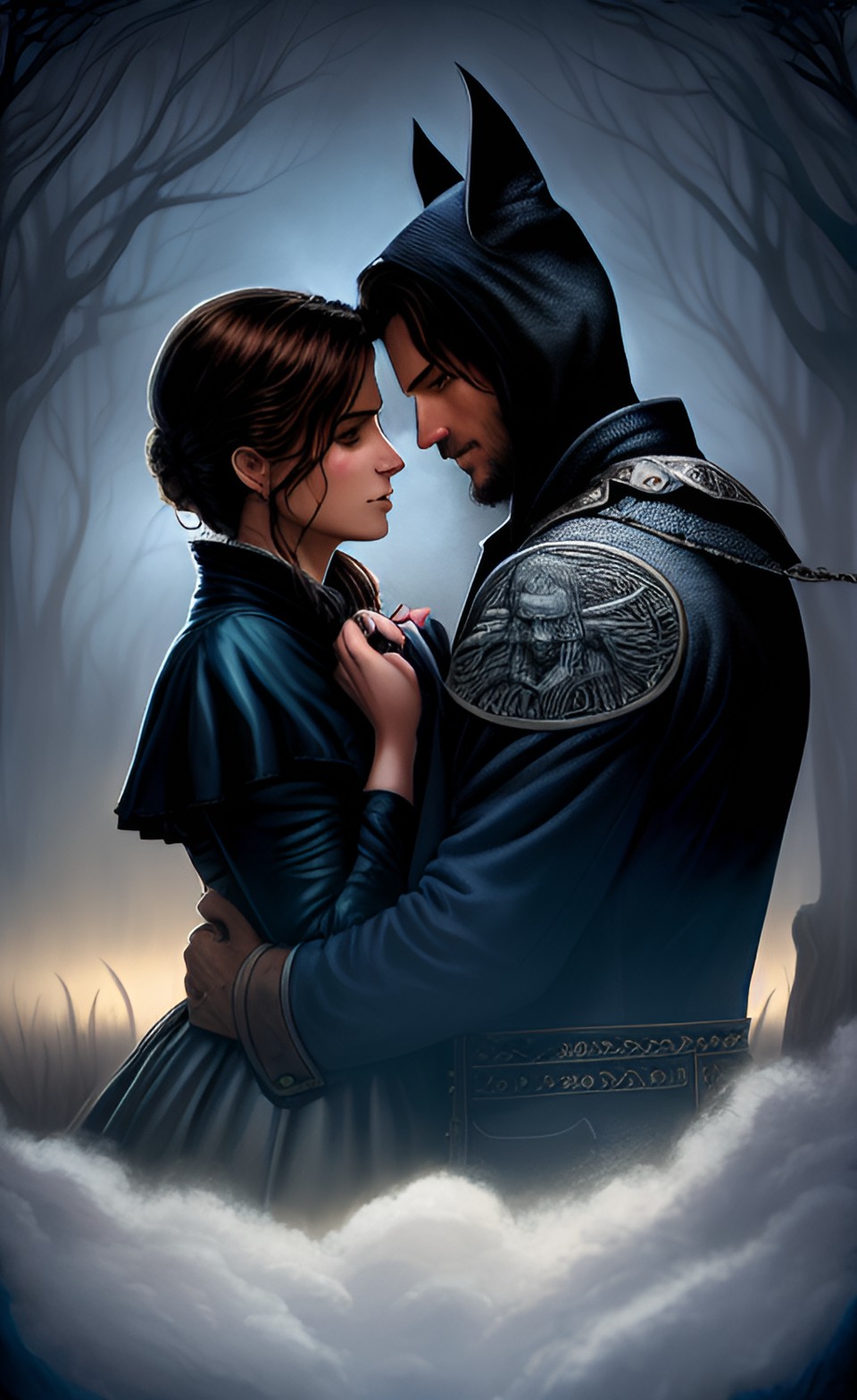 couple in the style of a romance novel book cover preview