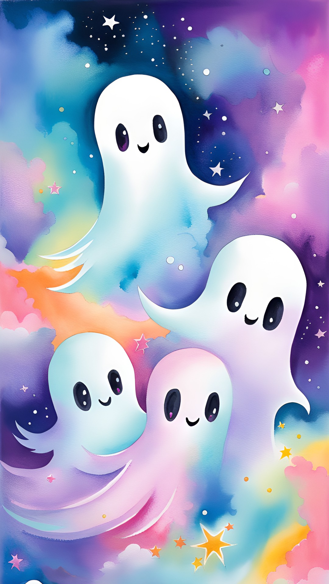 cute ghosts in galaxy preview