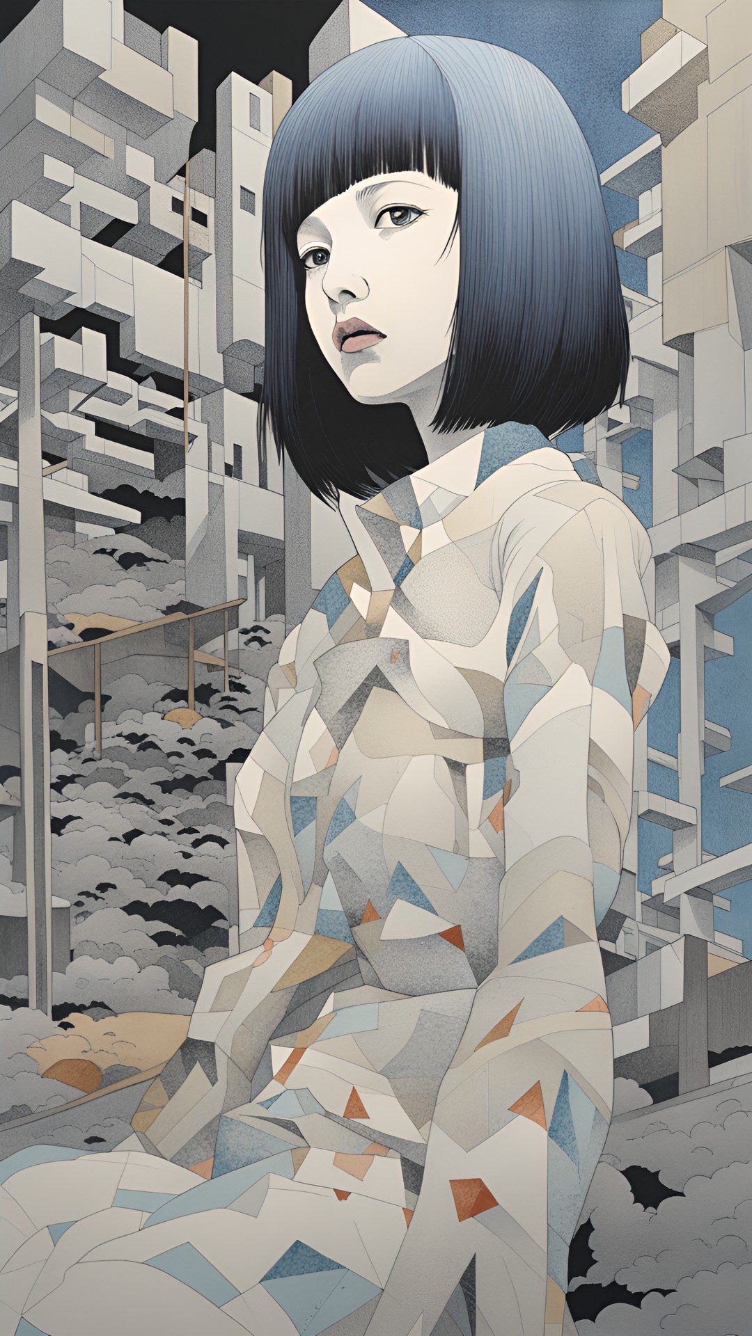 melting woman 
ero-guro cubism,
kazuichi hanawa style, toshio saeki style, suehiro maruo style, hammaru matino style, shintaro kago style, hideshi hino style, junji ito style, toshio maeda style, brutalism, excellent composition, fix everything, ultra detailed portrait preview